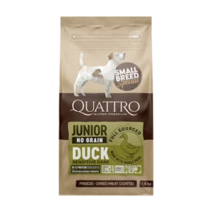 קוואטרו מזון סופר פרמיום לכלבים צעירים לגזע קטן ללא דגן ברווז